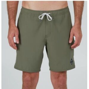 Salty Crew Men’s XXL Hybrid Elastic Waist Board Shorts Olive Green New